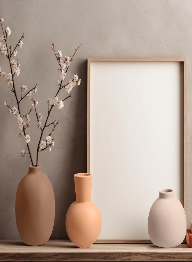 Ferrochef 8 Pcs Ceramic Vase Set Home Decor Rustic Modern Farmhouse Neutral Boho Pottery Terracotta Vases for Pampas Grass Bouquet Dried Fresh Flowers, Shelf, Entryway Bedroom Minimalism Decor - Image 3